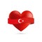 Heart with waving Turkey flag. Vector illustration.