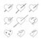 Heart and weapons icons set stab and cut concept black and white