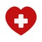 Heart with a white cross icon sign. Red heart and medical cross icon a symbol of caring about the heart	