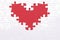 Heart from white puzzles as a symbol of love on a red background. Fans like puzzles that complement each other