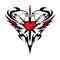 Heart wing sword tattoo abstraction black red love