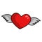 Heart with wings, red holiday romantic decoration