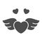 Heart with wings solid icon, Valentines Day concept, symbol of love freedom on white background, flying heart icon in