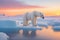 The heart of winter a lone polar bear gracefully traverses the frozen landscape generative by Ai