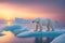 The heart of winter a lone polar bear gracefully traverses the frozen landscape generative by Ai