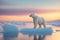 The heart of winter a lone polar bear gracefully traverses the frozen landscape generative by Ai