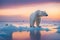 The heart of winter a lone polar bear gracefully traverses the frozen landscape generative by Ai