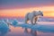 The heart of winter a lone polar bear gracefully traverses the frozen landscape generative by Ai