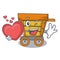 With heart wooden trolley mascot cartoon