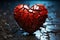 Heartache and healing a plaster strip on a broken red heart