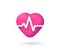 Heartbeat 3d icon vector render graphic, heart beat symbol cartoon red isolated on white background image clipart modern design,
