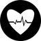 Heartbeat in black circle icon. Heart pulse. cardiogram. Beautiful healthcare, medical. Modern simple design. Icon, sign or logo.