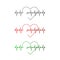 Heartbeat cardiogram or cardiograph. Vector electrocardiogram icon set. Heart rate. EKG or ECG test. Heart beat graph. Isolated