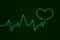 Heartbeat. Cardiogram graph. Green line in heart shape