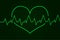 Heartbeat. Cardiogram graph. Green line in heart shape