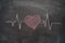 Heartbeat character and design on black chalkboard