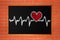 Heartbeat character and design, love heart on chalkboard