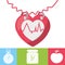 Heartbeat with chronometer, natural pills and apple