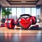 Heartbeat Companion: Wireless Smart Watch with Red Heart and Sports Equipment - Sport Fitness Gear for Both Men and Women