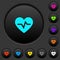 Heartbeat dark push buttons with color icons