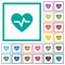 Heartbeat flat color icons with quadrant frames