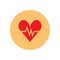 Heartbeat flat icon. Round colorful button, Cardiology circular vector sign, logo illustration.