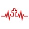 Heartbeat icon with Christian cross. Vector illustration.