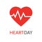 Heartbeat icon in flat style for medical apps and websites. Pulse symbol. Heart rhythm. World heart day card. Medical test. Health