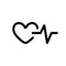 Heartbeat icon. Linear logo of heart check. Black simple illustration of heart rate and blood pressure measurement. Contour