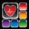 Heartbeat icon on multicolored square web buttons