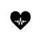 Heartbeat Line Heart Cardio. Heart outline vector icon.