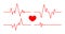 Heartbeat line. Pulse and cardiogram on monitor. Icons of heart beat. Ecg on graph. Electrocardiogram with healthy rhythm, cardio