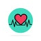 Heartbeat, Love, Heart, Wedding Abstract Circle Background Flat color Icon