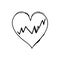 Heartbeat love Icon hand draw black colour world health logo symbol perfect