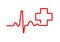 Heartbeat sign and with medical cross. Vector illustration.