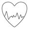 Heartbeat thin line icon, ecg and cardiology, heart cardiogram sign, vector graphics, a linear pattern on a white