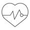 Heartbeat thin line icon. Pulse vector illustration isolated on white. Cardiogram outline style design, designed for web