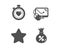 Heartbeat timer, Computer mouse and Star icons. Loan sign. Love stopwatch, Pc component, Best rank. Money bag. Vector