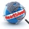 Heartbleed bug with digital globe and magnifying