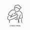 Heartbrake line icon. Vector outline illustration showing person with pain in the chest. Image illustrate heartburn