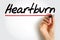 Heartburn is a burning feeling in the chest caused by stomach acid travelling up towards the throat, text concept background