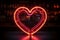 Heartfelt neon nostalgia Retro sign with vibrant hearts against black