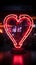 Heartfelt neon nostalgia Retro sign with vibrant hearts against black