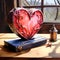 Heartfelt Romance: AI-Crafted Image of a Heart on Wood, Radiating Love for Valentine\\\'s Day