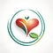 Heartfelt Wellness: Healthy Living Logo with Heart-Shaped Apple Centered within a Green Circle