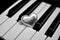 Hearth on piano keyboard music love concept passion art