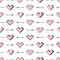 Hearts and arrows seamless pattern. Robot in love