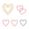 Hearts borders set, colorful dots background.
