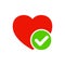 Hearts with check mark icon - vector
