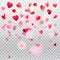 Hearts confetti rose petals flying transparent romance